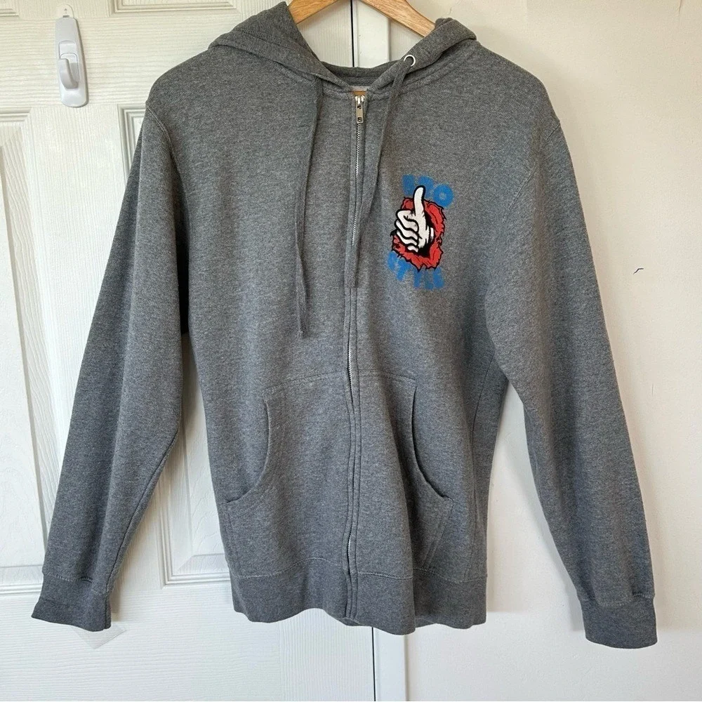 Independent Mens Bro Style Hoodie Graphic Print Full Zip Pocket Grey No Size Tag - Picture 2 of 9
